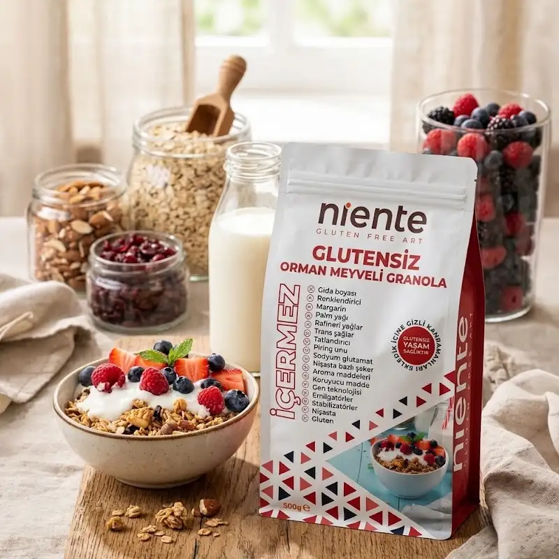Niete Glutensiz Orman Meyveli Granola Ambalaj Tasarım